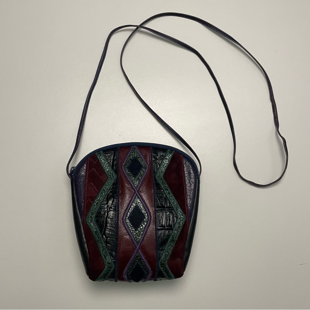 Vintage Studio By Sharif Purse Crossbody Leather Art To Wear Western Purple Red